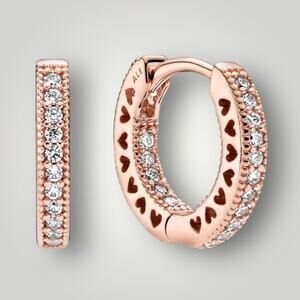 PANDORA HEARTS OF PANDORA CLEAR CZ 15MM HOOP EARRINGS